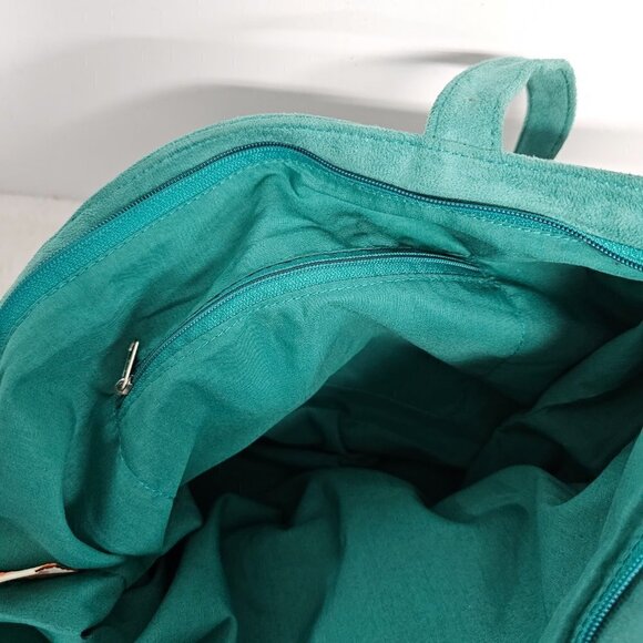 Sumac Qhantaty Green Serape Tapestry Faux Suede Boho Southwestern Tote - Picture 14 of 15